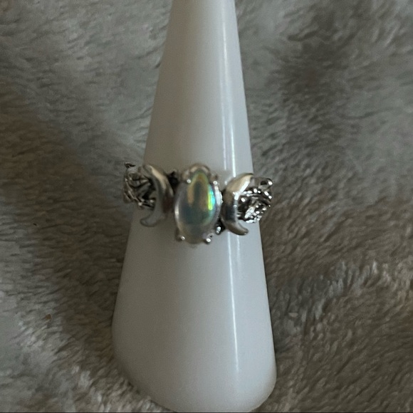 🆕 S925 Sterling Silver Wiccan Pagan Moonstone Triple Goddess Moon Ring - Picture 4 of 17
